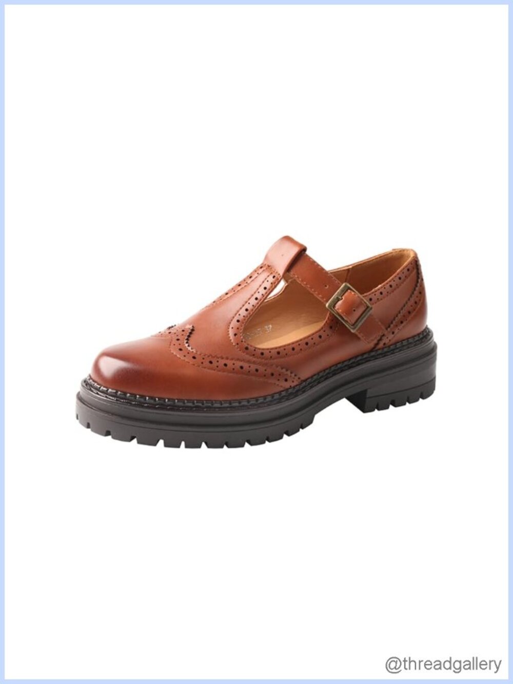 Chunky Platform T-Strap Loafer Round Toe Buckle Women's Shoe